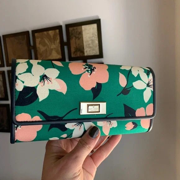 Authentic KATE SPADE Leather/canvas floral bifold large wallet - Picture 14 of 14